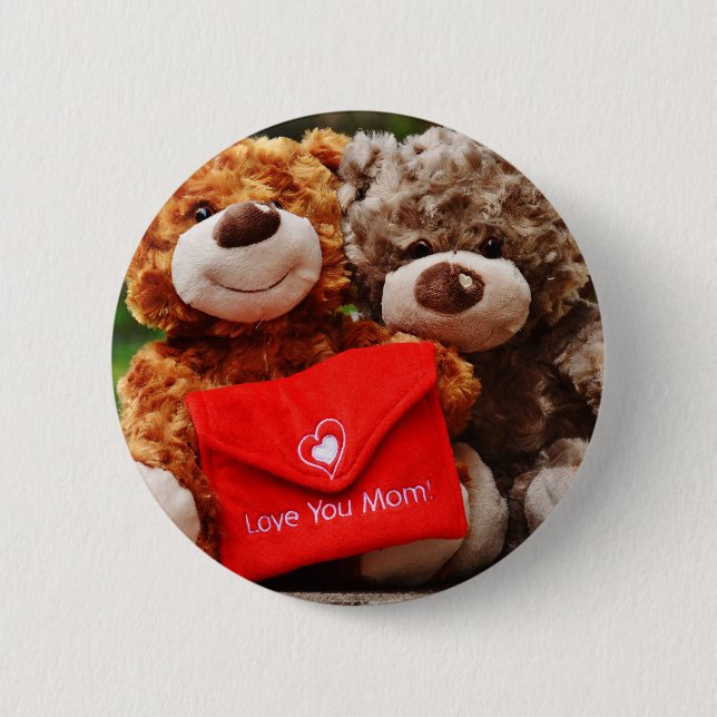 I LIEBE YOU MAMA - Niedlich & Cuddy Teddy Bears Button (Vorderseite)