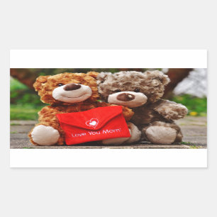 I LIEBE YOU MAMA - Niedlich & Cuddy Teddy Bears Rechteckiger Aufkleber