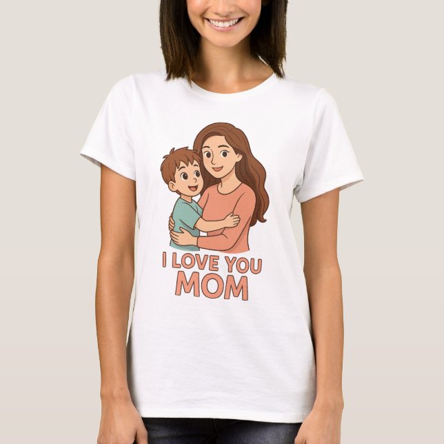 I Liebe You Mama Niedlich Mother and Son Cartoon T T-Shirt (Vorderseite)