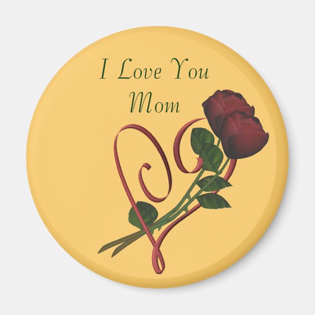 I Liebe You Mama Rote Rosen Herzstück Magnet (Vorne)