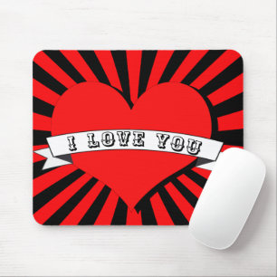 I LIEBE YOU MIT Herz & Band strahlen Mousepad