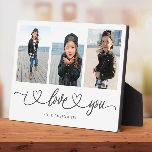 I Liebe You Modern Heart Script Foto Collage Fotoplatte (Von Creator hochgeladen)