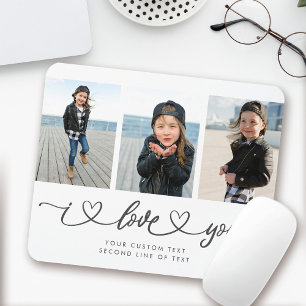 I Liebe You Modern Heart Script Foto Collage Mousepad