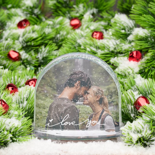 I Liebe You Modern Script Foto Schneekugeln (Weihnachten)