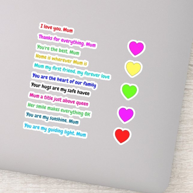 I Liebe You Mum Stickers (Message Gift) Aufkleber (Love You Mum Sticker)