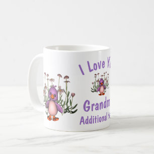 I Liebe You Oma Niedlich Bird Blume Personalisiert Kaffeetasse
