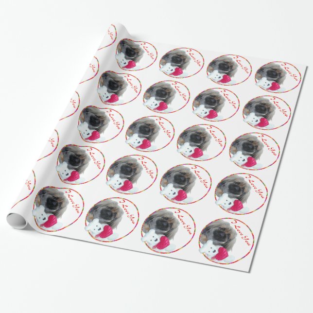 I Liebe You Pekingese Pup Geschenkpapier (Ungerollt)