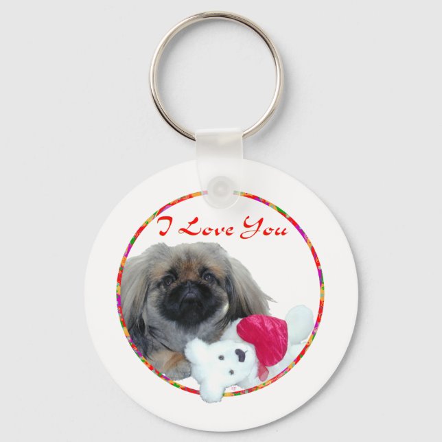 I Liebe You Pekingese Pup Schlüsselanhänger (Vorderseite)