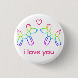 "I Liebe You" Rainbow Balloon Dogbutton Button