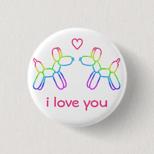 "I Liebe You" Rainbow Balloon Dogbutton Button