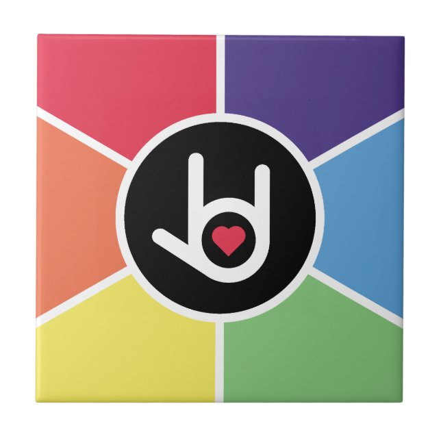 I Liebe You Rainbow Fliese (Vorderseite)