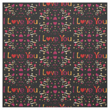 I LIEBE YOU Red Heart Gold Ribbon Black Valentine