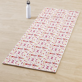 I LIEBE YOU Red Heart Gold Ribbon Valentine 2-seit Yogamatte