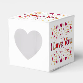 I LIEBE YOU Red Heart Gold Ribbon Vintag Valentine Geschenkschachtel