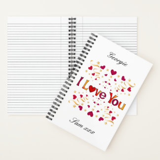 I LIEBE YOU Red Heart Gold Ribbon Vintag Valentine Notizbuch