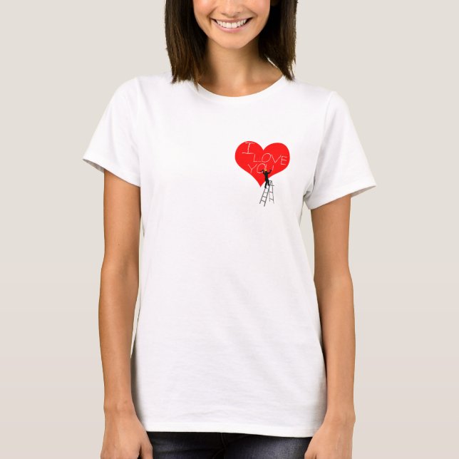 I Liebe You Red Heart lustig cool elegant T-Shirt (Vorderseite)