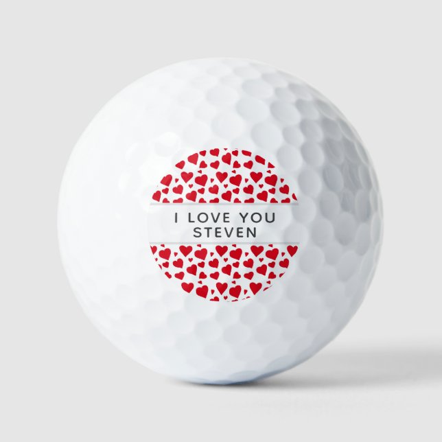 I Liebe You Red Heart Valentine Personalisiert Golfball (Vorderseite)
