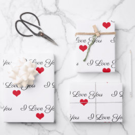 I Liebe You Red Hearts Komfortables Niedliches Adu Geschenkpapier Set