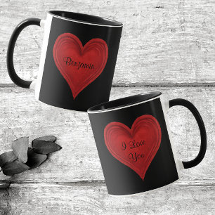 I Liebe You Red Minimalistisch Heart Black Name Tasse