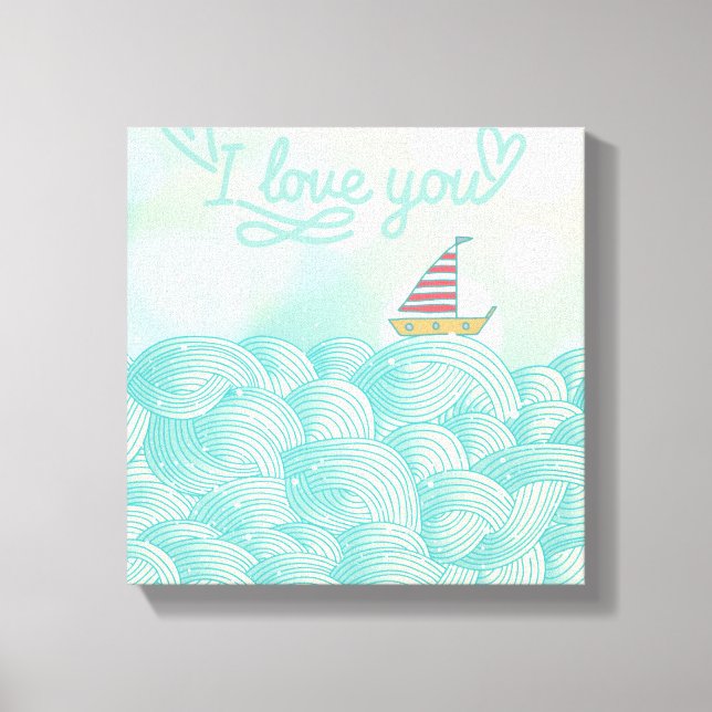I Liebe You Sailboat Leinwanddruck (Vorderseite)