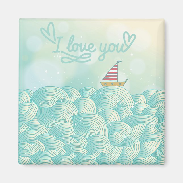 I Liebe You Sailboat Magnet (Vorne)