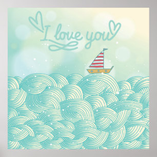 I Liebe You Sailboat Poster