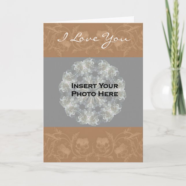 I Liebe You Sepia Floral Border Foto Card Karte (Vorderseite)