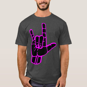 I LIEBE YOU sign black hand pink Kontur Signu lang T-Shirt