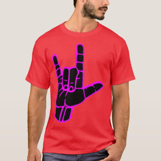 I LIEBE YOU sign Black hand white Kontur Sign lang T-Shirt