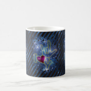 I LIEBE YOU / sign language Universum Streifen Kaffeetasse