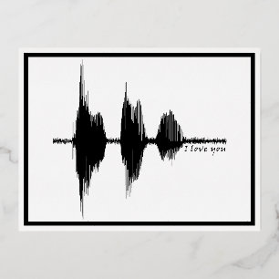 I Liebe You Soundwave Foil Postcard - Waveform art Folien Feiertagspostkarte