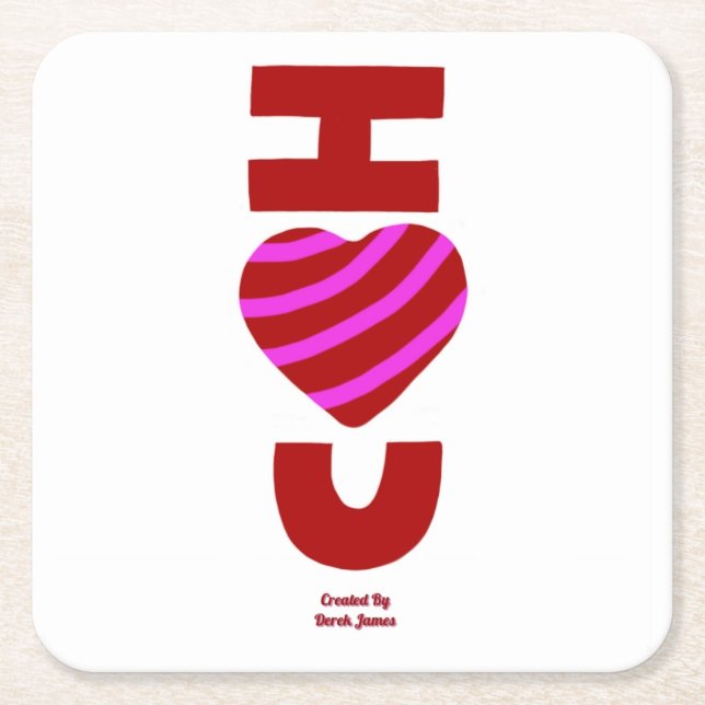 I Liebe You Square Paper Untersetzer (Vorderseite)