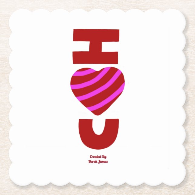 I Liebe You Square Scallotion Paper Untersetzer (Vorderseite)