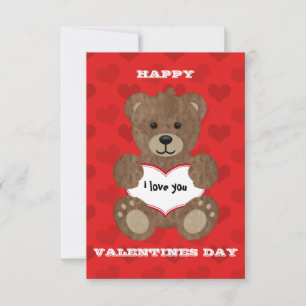 I Liebe You Teddy Bear Kinder Valentine Card RSVP Karte