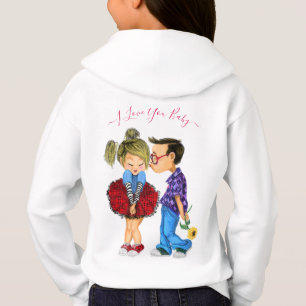 I Liebe You Text Hoodie Romantic Couple - Kiss