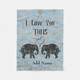 I LIEBE YOU TONS/Elephant Art/Personalisiert Fleecedecke