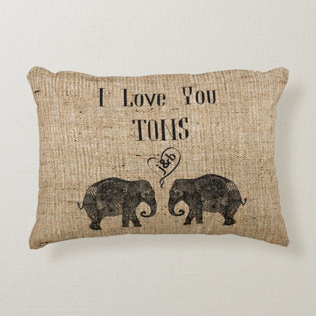 I LIEBE YOU TONS/Elephant Art/Wedding Personalisie Zierkissen (Vorderseite)