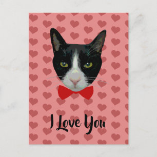 I Liebe You - Tuxedo Katze mit Bow-Krawatte Postkarte