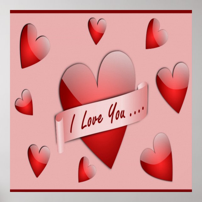 " I LIEBE YOU" VALENTINE HERZEN POSTER (Vorne)