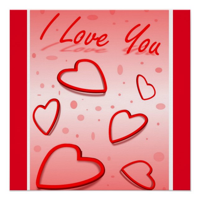" I LIEBE YOU" VALENTINE HERZEN POSTER (Vorderseite)