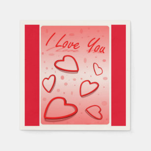 " I LIEBE YOU" VALENTINE HERZEN SERVIETTE