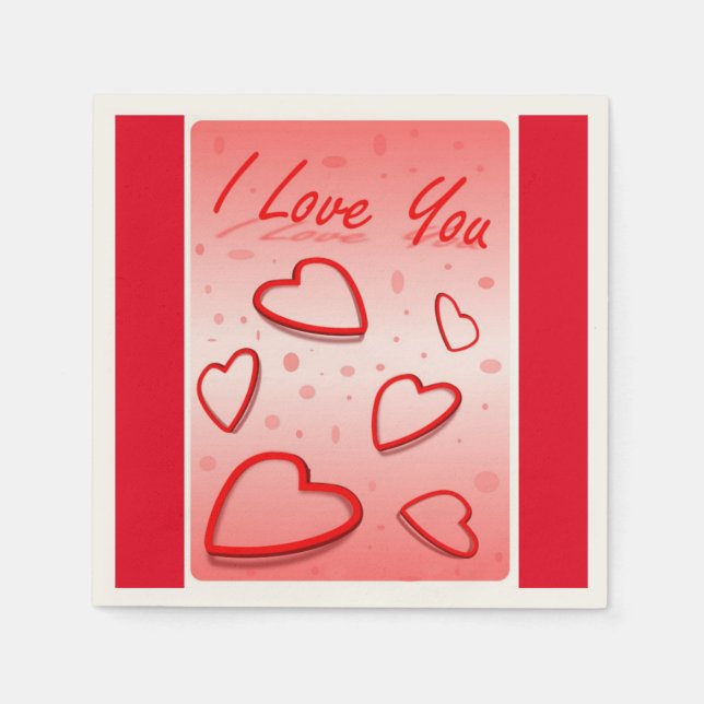 " I LIEBE YOU" VALENTINE HERZEN SERVIETTE (Vorderseite)