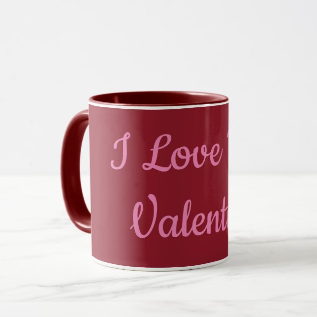 I Liebe You Valentine Maroon Combo Tasse (Vorderseite Links)