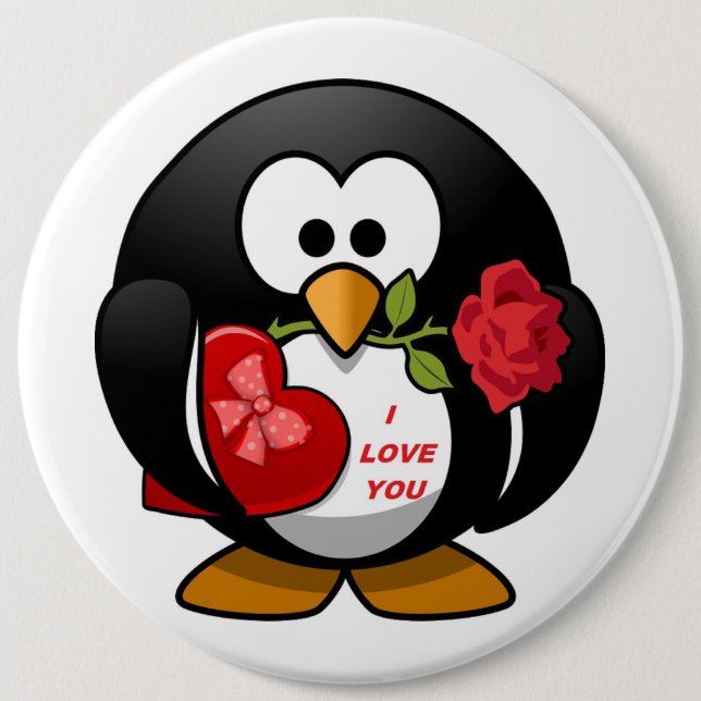 "I LIEBE YOU" VALENTINE PENGUIN BUTTON (Vorderseite)