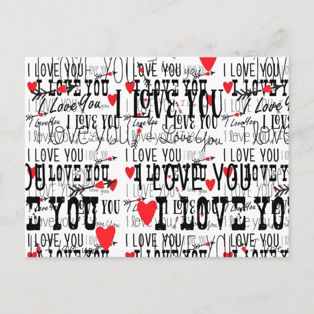 I LIEBE YOU Valentine Wedding Rett Date Postcard 3 Ankündigungspostkarte (Vorderseite)