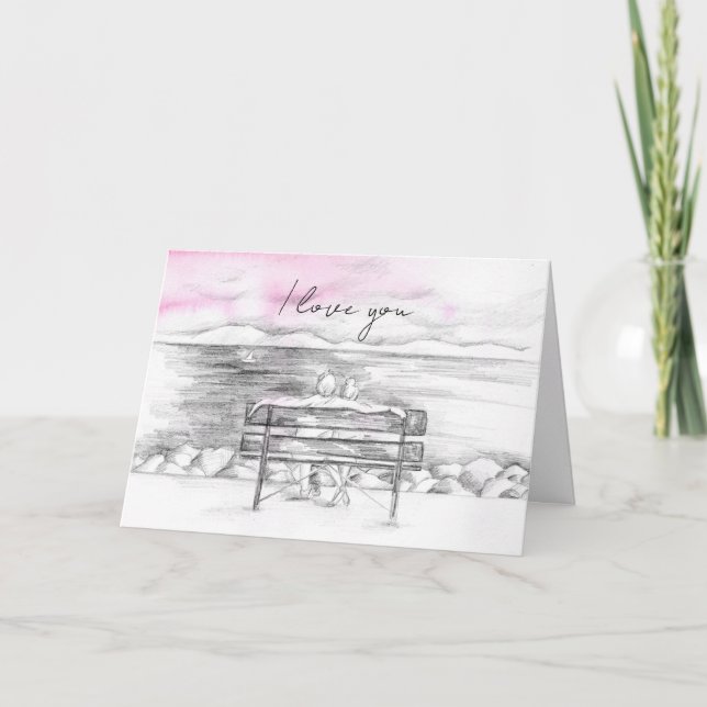 I Liebe You Valentine's Day Couple Lake Segeln Karte (Vorderseite)