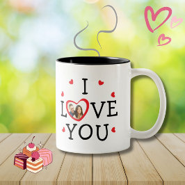 "I Liebe you" Valentinisches Foto Zweifarbige Tasse