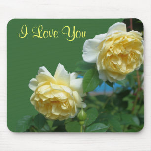 I Liebe You Yellow Roses Blume Foto Mousepad