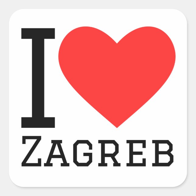 I Liebe Zagreb Quadratischer Aufkleber (Vorderseite)