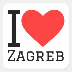 I Liebe Zagreb Quadratischer Aufkleber